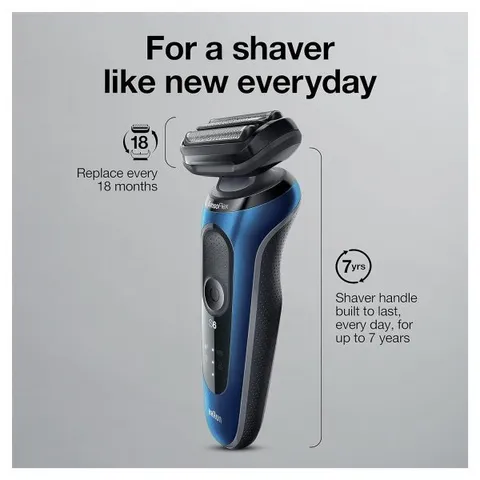 Máy cạo râu điện Braun Series 6 6020S - Đầu xoay SensoFlex, Pin Lithium-Ion, Chống nước, Sạc nhanh 5 phút - Dành cho nam giới