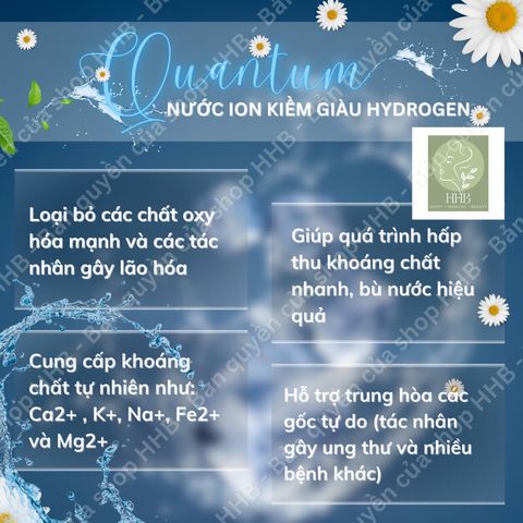 10 Túi Nước Uống Quantum - Nước Ion Kiềm Giàu Hydrogen - Hỗ Trợ Chống Oxy Hóa, Cân Bằng pH
