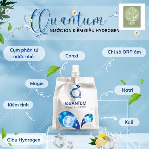 10 Túi Nước Uống Quantum - Nước Ion Kiềm Giàu Hydrogen - Hỗ Trợ Chống Oxy Hóa, Cân Bằng pH