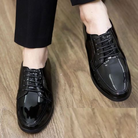 Giày Tây Buộc Dây Da Bóng Đế Cao 5cm Thời Trang Mới - Dễ Phối Đồ Sang Trọng Cho Nam