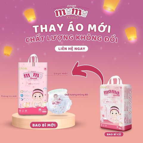 Bỉm Quần/Dán Momo Nature/ Diamond Siêu Thấm Hút Chống Hăm Cho Bé  S64,M62,M60,L54,XL50,XXL48,XXXL46.