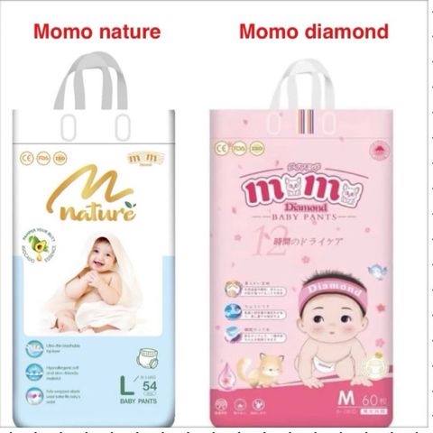 Bỉm Quần/Dán Momo Nature/ Diamond Siêu Thấm Hút Chống Hăm Cho Bé  S64,M62,M60,L54,XL50,XXL48,XXXL46.