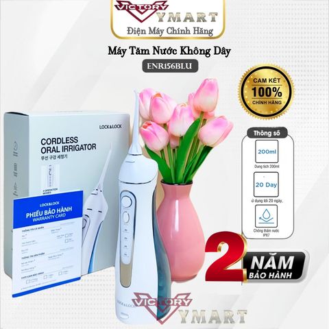 Máy Tăm Nước Không Dây LocknLock ENR156BLU 200ml - Thiết Kế Sành Điệu, Chống Thấm Nước, Sạc USB, Chăm Sóc Răng Miệng Hiệu Quả