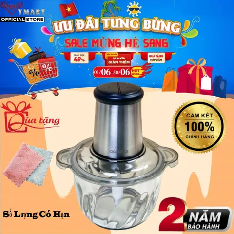Máy Xay Thịt Cao Cấp LocknLock EJM186SLV - Cối Thủy Tinh 2.4L, Lưỡi Dao Sắc Bén, Thiết Kế Sang Trọng, An Toàn Sức Khỏe