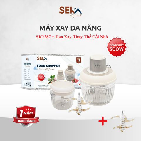 Máy Xay Thịt Đa Năng SEKA SK2287 - 2 Cối Thủy Tinh, 500W, Bộ Dao Thay Thế - Thiết Kế An Toàn, Tiện Lợi Cho Bếp Trong Mọi Gia Đình