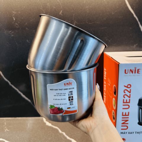 Máy Xay Thịt Inox 2 Cối 2,5L Unie UE-226 - Xay Thịt, Hành, Tỏi Nhanh Chóng, Hàng Chính Hãng, 4 Lưỡi Dao Sắc Bén