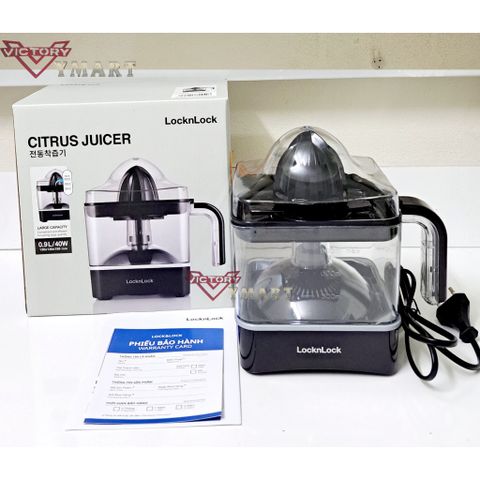 Máy Vắt Cam LocknLock EJJ246BLK 0.9L - Máy Ép Trái Cây Thiết Kế Hiện Đại, Bảo Hành 2 Năm, Công Suất 40W, Màu Đen