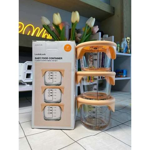 Set 3 Hộp Đựng Thực Phẩm Thủy Tinh LocknLock 230ml - Nắp Silicone Chịu Nhiệt, Lý Tưởng cho Ăn Dặm và Bảo Quản Thức Ăn