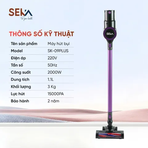 Máy Hút Bụi Cầm Tay SEKA SK-09MAX PLUS - Hút Bụi, Lau Sàn, Tự Động Làm Sạch Con Lăn, Bộ Lọc HEPA, Tiện Ích Dễ Sử Dụng