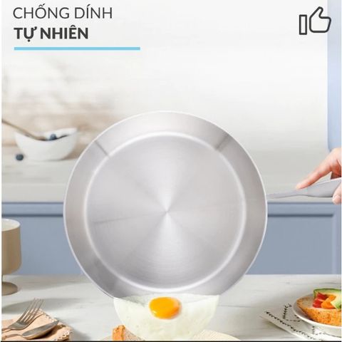Chảo Sâu Lòng 26cm Inox 316 Nguyên Khối 3 Lớp Haatz HYP926, Dùng Cho Mọi Loại Bếp - Hàng Chính Hãng