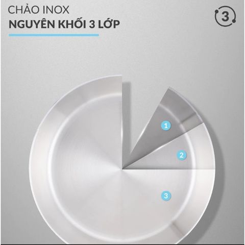 Chảo Sâu Lòng 26cm Inox 316 Nguyên Khối 3 Lớp Haatz HYP926, Dùng Cho Mọi Loại Bếp - Hàng Chính Hãng
