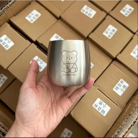 Cốc Inox 304 Mini 100ml KLE86 - Thiết Kế Hoạt Hình Dễ Thương, Chống Nóng Lạnh, An Toàn Cho Bé, Đồ Dùng Gia Đình