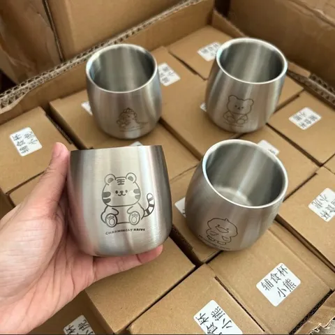 Cốc Inox 304 Mini 100ml KLE86 - Thiết Kế Hoạt Hình Dễ Thương, Chống Nóng Lạnh, An Toàn Cho Bé, Đồ Dùng Gia Đình