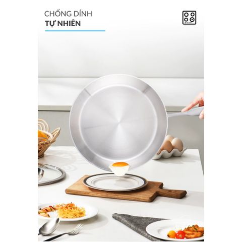 Chảo Cạn Inox 316 Haatz CIC6820 24cm - Chống Dính, Đa Năng, Phù Hợp Mọi Loại Bếp, Bảo Hành 5 Năm, Dễ Vệ Sinh
