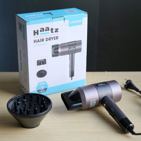 Máy Sấy Tóc HAATZ CIM908 - 1800W Đa Năng 3 Nấc Gió Nóng Lạnh, Thiết Kế Nhỏ Gọn, An Toàn Thông Minh, Bảo Hành 2 Năm