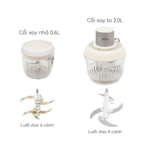 Phụ Kiện Cối và Lưỡi Dao Thay Thế cho Máy Xay Thịt Seka SK2287 - Hàng Chính Hãng, Tiện Lợi Cho Đánh Ruốc và Bóc Tỏi