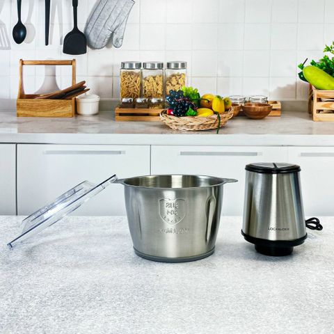 Máy Xay Thịt LocknLock Meat Chopper EJM186SLV - Cối Thủy Tinh 2.4L, Công Suất 400W, Thiết Kế Sang Trọng, Bảo Hành 2 Năm