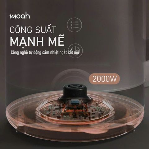 Ấm Đun Siêu Tốc Moah 1.7L MKK8721-BK - Cao Cấp, Màn Hình LED, 7 Chế Độ Nhiệt, Thiết Kế An Toàn, Uy Tín Hàn Quốc