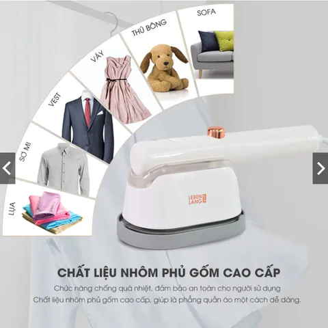 Bàn Là Hơi Nước Mini LEBENLANG LBL5285 Công Suất 1000W, Làm Nóng Trong 30s, Mặt Là Phủ Gốm - Hàng Chính Hãng