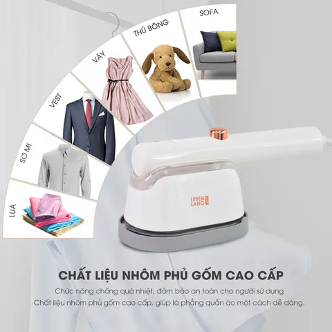 Bàn Là Hơi Nước Mini LEBENLANG LBL5285 Công Suất 1000W, Làm Nóng Trong 30s, Mặt Là Phủ Gốm - Hàng Chính Hãng