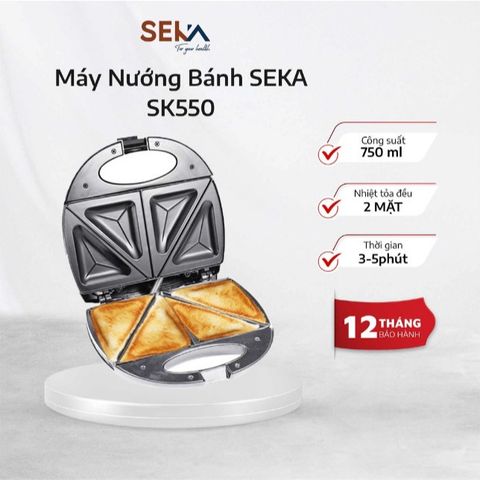 Máy Nướng Bánh Mì Sandwich SEKA SK-550 (SK550) Chống Dính 2 Mặt Tự Cảm Biến Nhiệt - Hàng Chính Hãng
