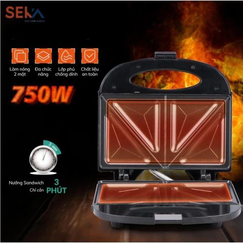 Máy Nướng Bánh Mì Sandwich SEKA SK-550 (SK550) Chống Dính 2 Mặt Tự Cảm Biến Nhiệt - Hàng Chính Hãng