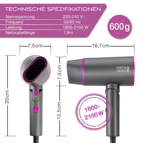 Máy Sấy Tóc Lebenlang LBH3088H 2100W - Gấp Gọn, Công Nghệ Ion, Chống Xơ Rối, Sấy Nhanh, Tiện Dụng Cho Du Lịch