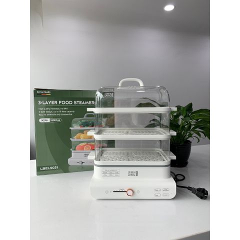 Nồi Hấp Điện Đa Năng 3 Tầng 18L Lebenlang LBEL5031 - Tiện Lợi, 900W, Giữ Vitamin, Hấp Thực Phẩm Tươi Ngon Cho Gia Đình