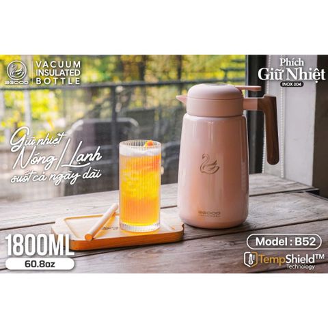 Bình Giữ Nhiệt Cao Cấp 2Good B52, Dung Tích 1.8L, Inox 304/316, Giữ Nóng Lạnh 24h, An Toàn, Bảo Hành 5 Năm