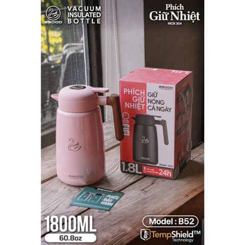 Bình Giữ Nhiệt Cao Cấp 2Good B52, Dung Tích 1.8L, Inox 304/316, Giữ Nóng Lạnh 24h, An Toàn, Bảo Hành 5 Năm