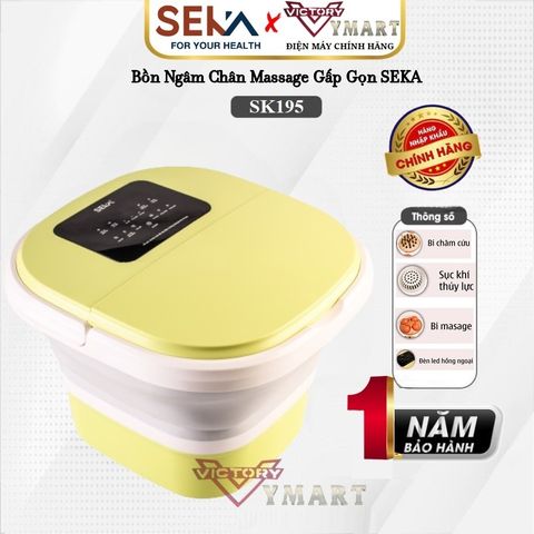 Bồn Ngâm Chân Massage Gấp Gọn SEKA  SK195 (SK-195) Con Lăn Tự Động Làm Nóng, Sục Khí - Chính Hãng