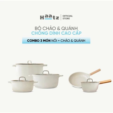 Bộ Nồi Chảo 5 Món Chống Dính Phủ Gốm Xtrema Haatz Hàn Quốc - Bảo Hành 2 Năm, An Toàn Sức Khỏe, Dễ Dàng Vệ Sinh