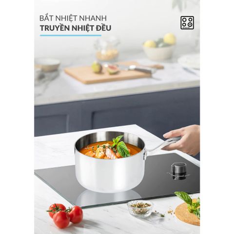 Quánh Inox 316 Đúc Đáy Liền Haatz HYP316 Size 16cm - Chịu Nhiệt, An Toàn Sức Khỏe, Bảo Hành 5 Năm - Dụng Cụ Nhà Bếp Cao Cấp