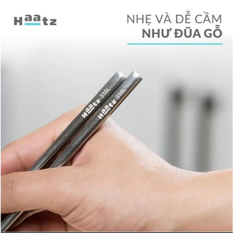 Bộ Đũa inox 10 Đôi Haatz HCS079 (CIM316) - Đũa inox 316L Siêu Bền, An Toàn - Bảo Hành 24 Tháng