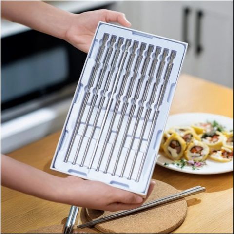 Bộ Đũa inox 10 Đôi Haatz HCS079 (CIM316) - Đũa inox 316L Siêu Bền, An Toàn - Bảo Hành 24 Tháng