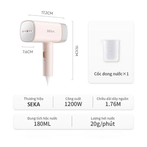 Bàn Là Hơi Nước Cầm Tay Seka SKM77 - Mini Ủi 1200W, Bình Chứa 170ml, Phun Hơi Mạnh Mẽ, Tiện Lợi Cho Mọi Loại Vải