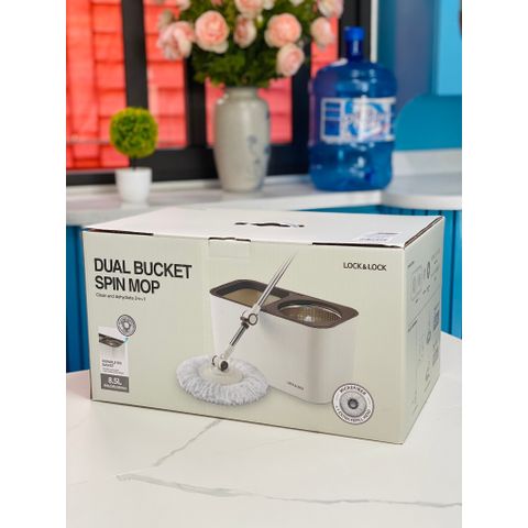 Bộ Lau Nhà Xoay Tay LocknLock ETM478 - Dụng Cụ Vệ Sinh Cao Cấp, Bông Lau Microfiber, Thiết Kế Tiện Dụng 2 Bông Lau