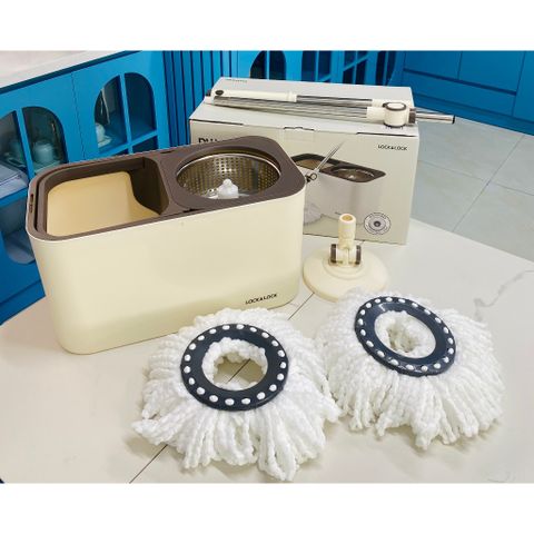 Bộ Lau Nhà Xoay Tay LocknLock ETM478 - Dụng Cụ Vệ Sinh Cao Cấp, Bông Lau Microfiber, Thiết Kế Tiện Dụng 2 Bông Lau