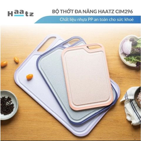 Bộ 3 Thớt Kháng Khuẩn Cao Cấp Haatz CIM296 - Thớt Đa Năng An Toàn, Tiết Kiệm Không Gian, Chống Nấm Mốc Chính Hãng