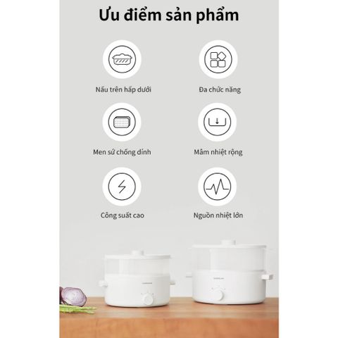 Nồi Điện Đa Năng LocknLock EJP134IVY 5L - Nấu Lẩu, Hấp, Chiên, Rán, Xào - Bảo Hành 2 Năm, 1350W, Chống Dính, Tiện Lợi Gia Đình