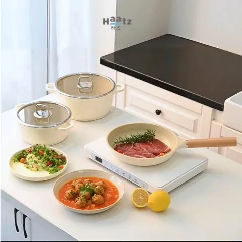 (Bảo Hành 2 Năm) Bộ Nồi 5 Món Haatz Phủ Gốm Chống Dính Chính Hãng Độc Quyền 9 Lớp Đúc Nguyên Khối