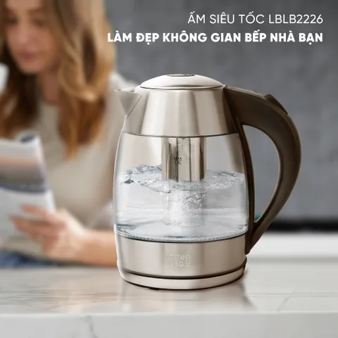 (Kèm Lõi Lọc Trà) Ấm Siêu Tốc Thủy Tinh Cao Cấp 1,8L Lebenlang LBLB2226 - 2200W, Hàng Chính Hãng
