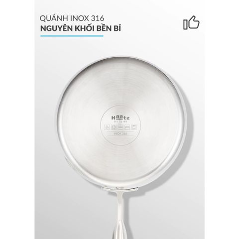 Quánh Inox 316 Đúc Đáy Liền Haatz HYP318 Size 18cm - Chảo Bếp Từ Cao Cấp Chống Dính Bảo Hành 5 Năm, An Toàn Cho Gia Đình