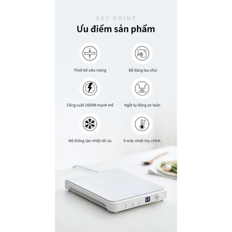 Bếp Điện Từ LocknLock Bianco Slim EJI146WHT 1850W - Thiết Kế Siêu Mỏng, Đa Chức Năng, Bảo Hành 2 Năm