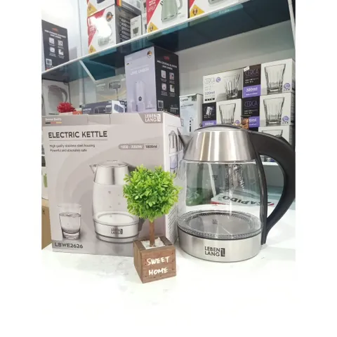 (Bảo Hành 2 Năm) Ấm Đun Siêu Tốc Thủy Tinh 1,8L Lebenlang LBWE2626 Công Suất 2200W - Hàng Chính Hãng