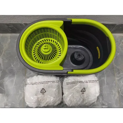 Bộ Cây Lau Nhà Sunny Swirl Spin Mop 2IN1 Moah MLM1239-GR - Thùng Chứa 7 Lít, Bông Lau Microfiber Thấm Nước, Hàng Chính Hãng