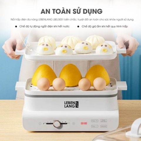 Nồi Hấp Điện Đa Năng 18L Lebenlang LBEL5031 - Nồi Hấp 3 Tầng 900W Giữ Chất Dinh Dưỡng, Tiện Lợi Cho Gia Đình