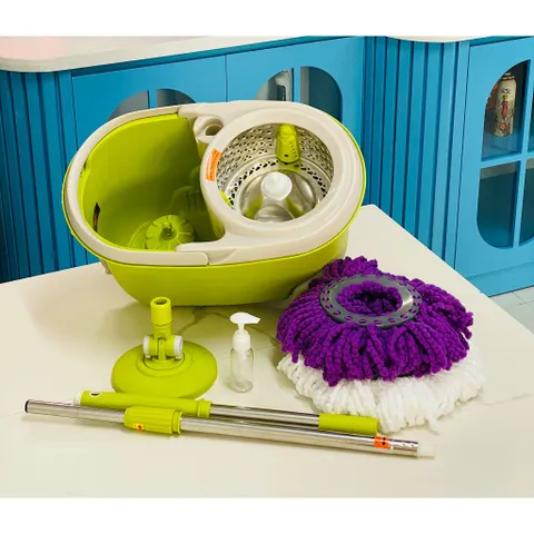 Bộ Cây Lau Nhà Xoay Tay 360 Độ LocknLock MOP-L003 - Có Bánh Xe, 2 Bông Lau, Chất Liệu Cao Cấp