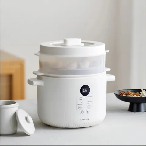 Nồi Nấu Chậm Đa Năng LocknLock Bianco 2.5L EJP164IVY - 7 Chức Năng, Gồm 4 Thố Sứ, Giữ Ấm & Hẹn Giờ 24H