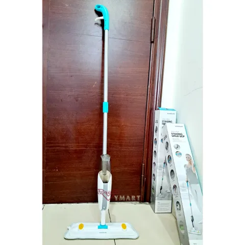 Cây Lau Nhà Dạng Xịt Nước LocknLock ETM461 - Công Nghệ Hơi Nước Tiện Lợi, 2 Bông Lau Trắng Phối Xanh, An Toàn Cho Sàn Nhạy Cảm
